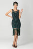 Load image into Gallery viewer, Sparkly Black Fringed Bodycon Beaded Short 1920s Dress with Sequins