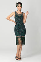 Load image into Gallery viewer, Sparkly Black Fringed Bodycon Beaded Short 1920s Dress with Sequins