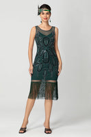 Load image into Gallery viewer, Sparkly Black Fringed Bodycon Beaded Short 1920s Dress with Sequins
