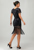 Load image into Gallery viewer, Sparkly Black Red Bodycon Fringed Short 1920s Dress with Sleeves