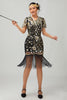 Load image into Gallery viewer, Sparkly Black Red Bodycon Fringed Short 1920s Dress with Sleeves