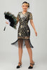 Load image into Gallery viewer, Sparkly Black Red Bodycon Fringed Short 1920s Dress with Sleeves