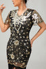 Load image into Gallery viewer, Sparkly Black Red Bodycon Fringed Short 1920s Dress with Sleeves