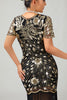 Load image into Gallery viewer, Sparkly Black Red Bodycon Fringed Short 1920s Dress with Sleeves