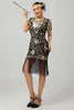 Load image into Gallery viewer, Sparkly Black Red Bodycon Fringed Short 1920s Dress with Sleeves
