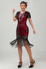 Load image into Gallery viewer, Sparkly Black Short Sleeves Sequins Flapper Dress with Fringes