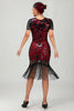 Load image into Gallery viewer, Sparkly Black Short Sleeves Sequins Flapper Dress with Fringes