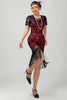 Load image into Gallery viewer, Sparkly Black Short Sleeves Sequins Flapper Dress with Fringes