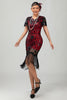 Load image into Gallery viewer, Sparkly Black Short Sleeves Sequins Flapper Dress with Fringes