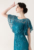 Load image into Gallery viewer, Sparkly Blue Tulle Sheath Long 1920s Dress with Sequins