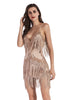 Load image into Gallery viewer, Sparkly Black Tiered Short Tight Prom Dress with Fringes