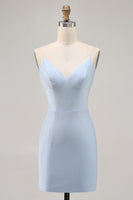 Load image into Gallery viewer, Sparkly Blue Tight Backless Short Prom Dress with Beading