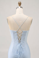 Load image into Gallery viewer, Sparkly Light Blue Short Tight Prom Dress with Beading
