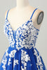 Load image into Gallery viewer, Royal Blue A Line Tulle Short Prom Dress with Appliques