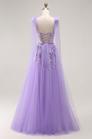 Load image into Gallery viewer, Sparkly Purple Tulle A Line Long Prom Dress with Sequins
