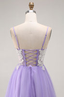 Load image into Gallery viewer, Sparkly Purple A Line Long Corset Prom Dress with Sequins