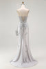 Load image into Gallery viewer, Sparkly Grey Mermaid Corset Long Prom Dress with Beading