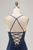 Load image into Gallery viewer, Sparkly Dark Blue Short Tight Prom Dress with Beading