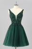 Load image into Gallery viewer, Sparkly Dark Green A Line Short Prom Dress with Beading