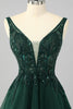 Load image into Gallery viewer, Sparkly Dark Green A Line Short Prom Dress with Beading