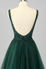 Load image into Gallery viewer, Sparkly Dark Green A Line Short Prom Dress with Beading