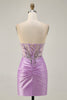 Load image into Gallery viewer, Sparkly Grey Green Tight Corset Short Prom Dress with Beading