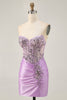Load image into Gallery viewer, Sparkly Grey Green Tight Corset Short Prom Dress with Beading