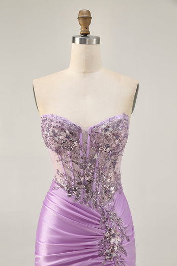 Sparkly Grey Green Tight Corset Short Prom Dress with Beading
