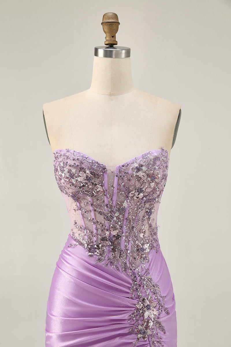 Load image into Gallery viewer, Sparkly Grey Green Tight Corset Short Prom Dress with Beading