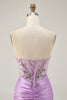 Load image into Gallery viewer, Sparkly Grey Green Tight Corset Short Prom Dress with Beading