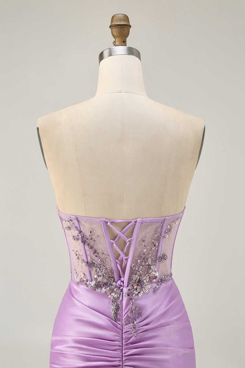 Load image into Gallery viewer, Sparkly Grey Green Tight Corset Short Prom Dress with Beading