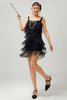 Load image into Gallery viewer, Sparkly Black Fringed Short Tight Flapper Dress