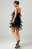 Load image into Gallery viewer, Sparkly Black Fringed Short Tight Flapper Dress