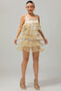 Load image into Gallery viewer, Sparkly Black Fringed Short Tight Flapper Dress