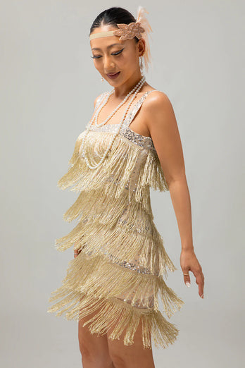 Sparkly Black Fringed Short Tight Flapper Dress