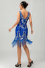 Load image into Gallery viewer, Royal Blue Gatsby Short Sequin 1920s Dress With Fringes
