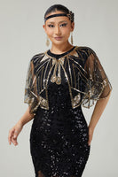 Load image into Gallery viewer, Glitter Black Sequins Tulle 1920s Cape with Beading