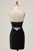 Load image into Gallery viewer, Sparkly Black Corset Strapless Tight Short Prom Dress with Beading