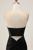 Load image into Gallery viewer, Sparkly Black Corset Strapless Tight Short Prom Dress with Beading