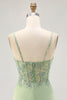 Load image into Gallery viewer, Sparkly Matcha Short Tight Corset Prom Dress with Lace