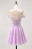 Load image into Gallery viewer, Glitter Lilac A Line Corset Short Prom Dress with Appliques