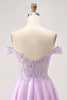 Load image into Gallery viewer, Glitter Lilac A Line Corset Short Prom Dress with Appliques