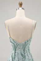 Load image into Gallery viewer, Sparkly Green Beaded Tight Short Prom Dress with Sequins