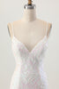 Load image into Gallery viewer, Sparkly White Sequin Spaghetti Straps Short Prom Dress