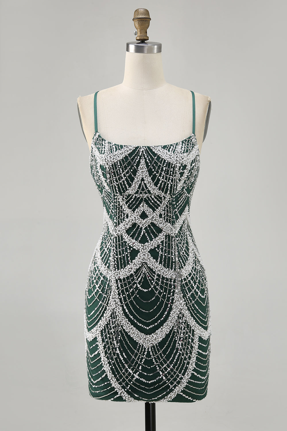 Sparkly Dark Green Tight Short Prom Dress with Beading