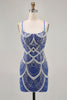 Load image into Gallery viewer, Sparkly Royal Blue Short Tight Prom Dress with Beading