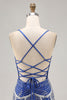 Load image into Gallery viewer, Sparkly Royal Blue Short Tight Prom Dress with Beading