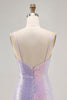 Load image into Gallery viewer, Sparkly Lilac Tight Sequin Backless Short Prom Dress