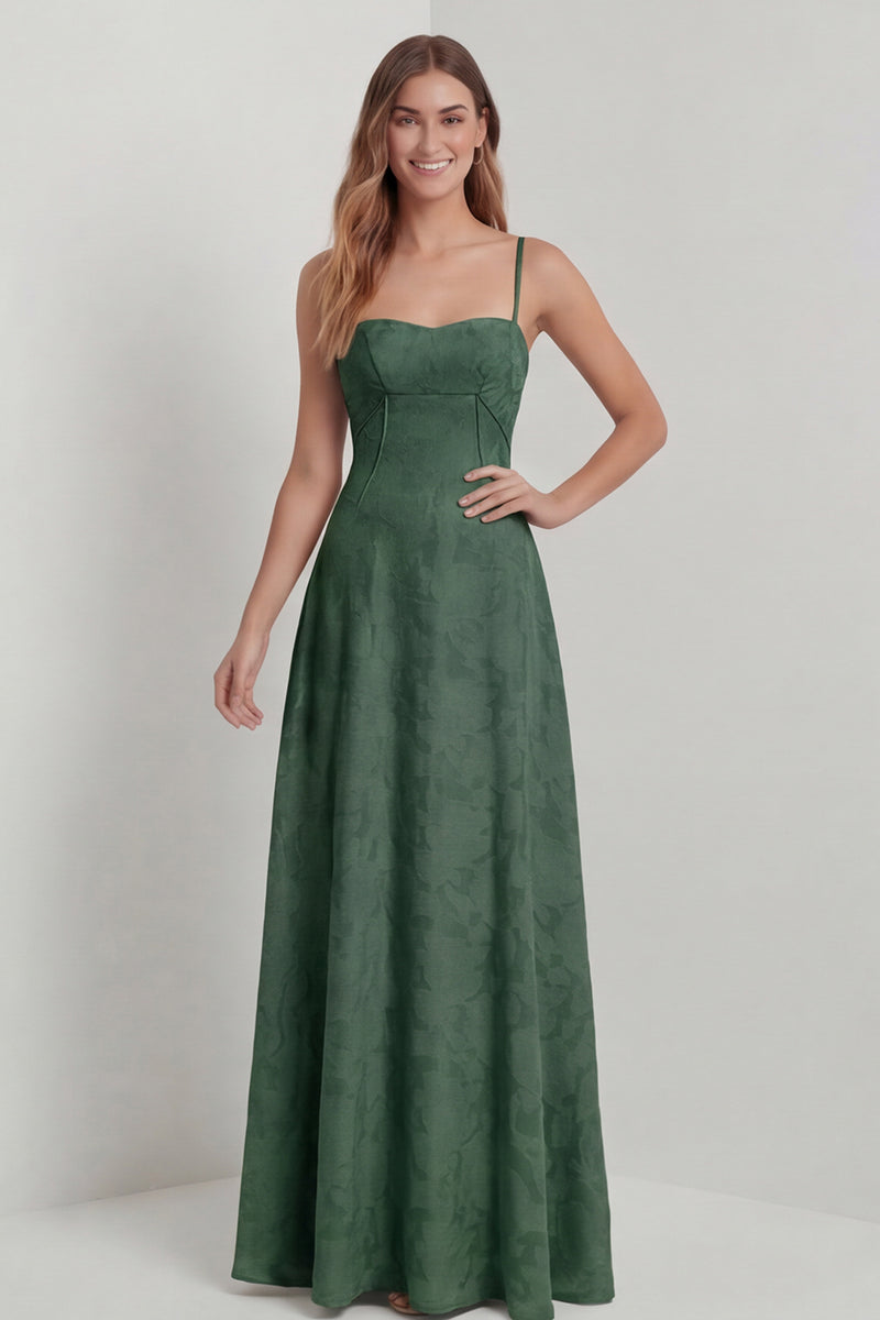 Load image into Gallery viewer, Sage Green Floral Corset A Line Spaghetti Straps Formal Dress