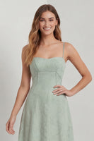 Load image into Gallery viewer, Sage Green Floral Corset A Line Spaghetti Straps Formal Dress